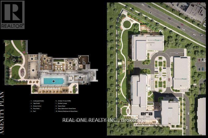 A real estate company's brochure featuring a large house with a swimming pool.