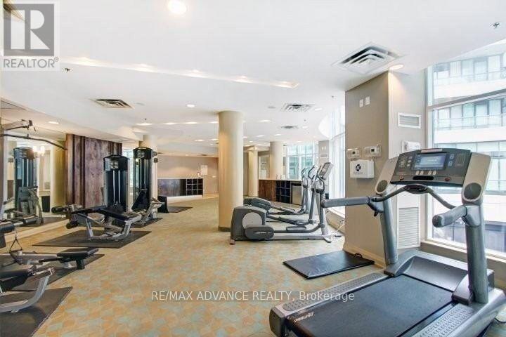 A gym with treadmills, weights and exercise machines.