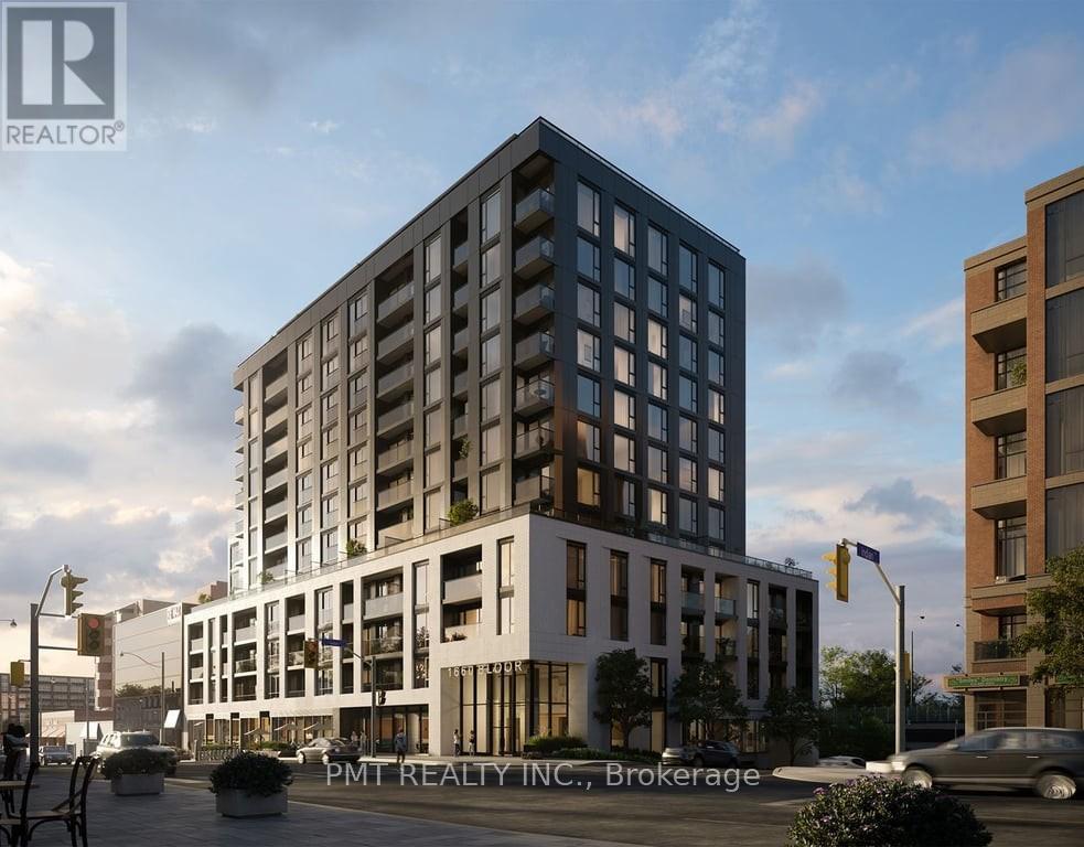 A modern multi-story building with a flat roof and large windows is depicted in the image.
