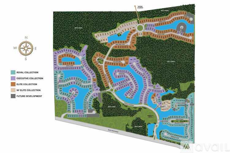 A map shows a layout of a resort with different areas designated for the royal, executive, elite, and future collections.