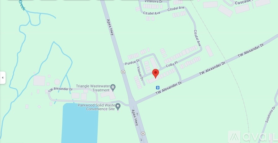 A map shows a red pin on Alexander Dr.