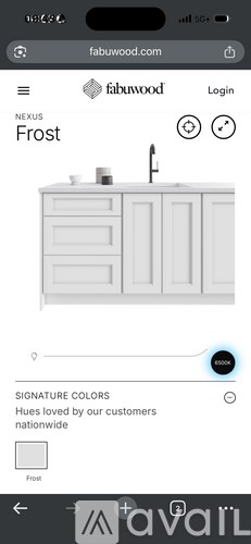 A white cabinet with a drawer and a handle is displayed.
