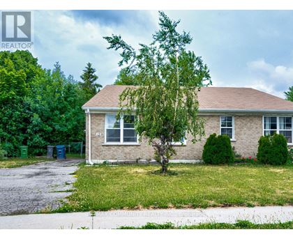 A house with a brown roof and a tree in front of it.