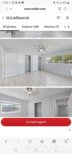 A real estate website is open on a phone screen, showing a property listing for 53 S Jefferson St.