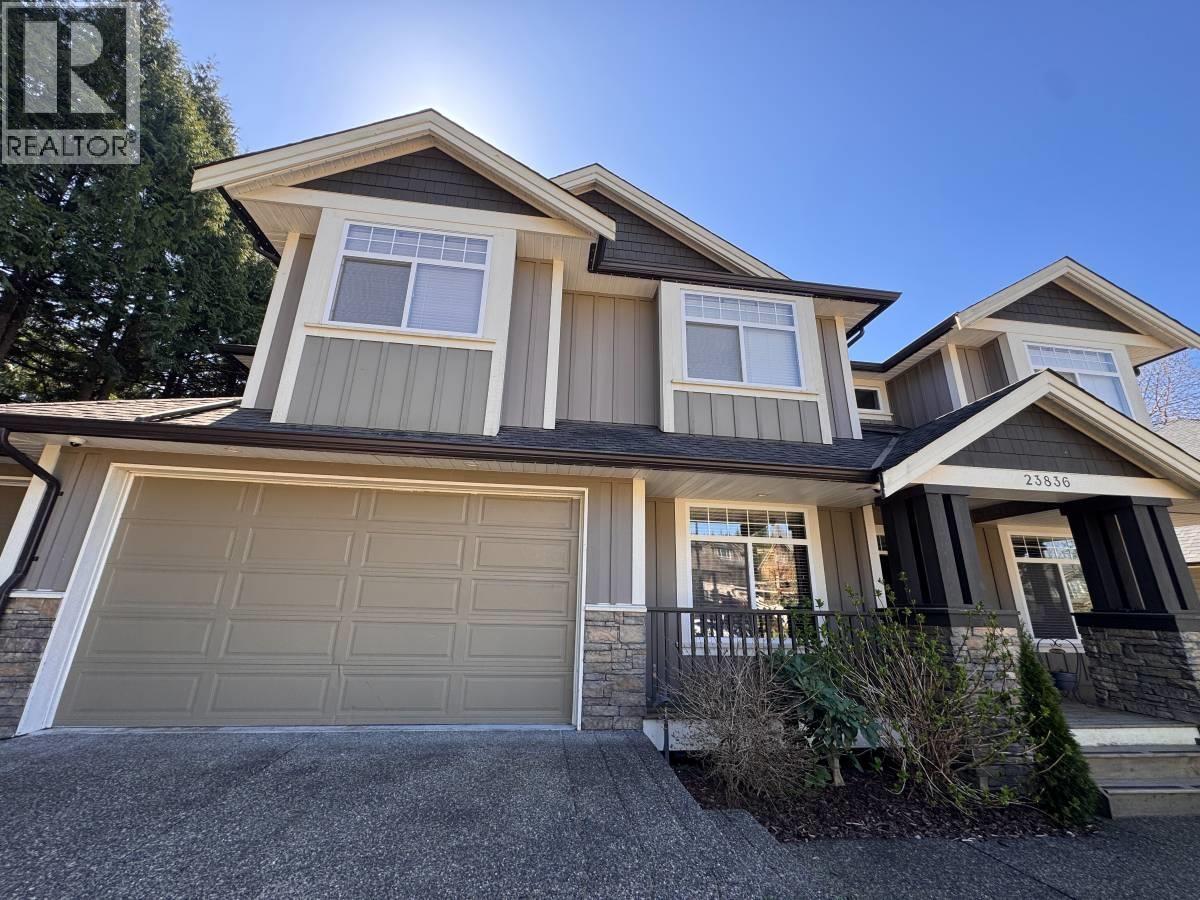 A house with a garage is for sale.