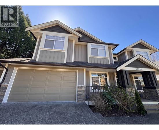 A house with a garage is for sale.