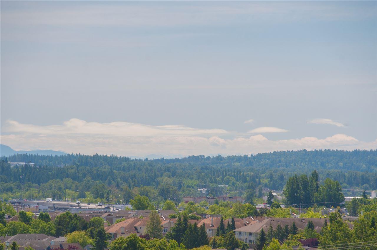 A view of a residential area with houses and trees.