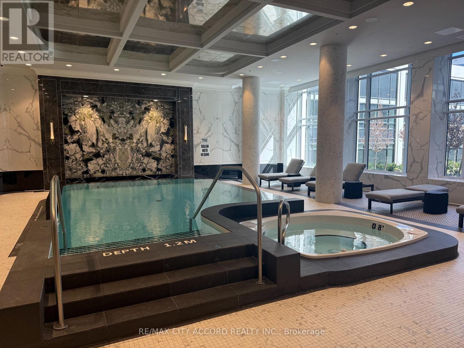 A large indoor swimming pool with a depth of 1.2 meters.