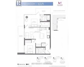 A floor plan of a bedroom suite in a building called The Ravine.