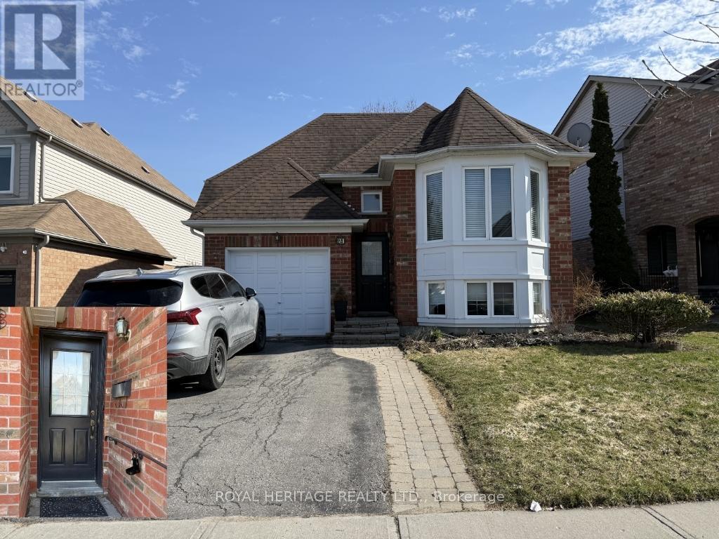 A house with a white garage door is for sale.