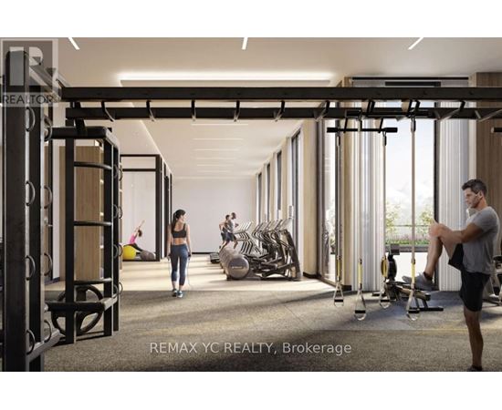 A gym with a man and woman working out.