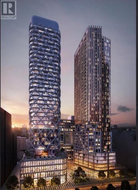Two modern skyscrapers are shown in an architectural rendering.