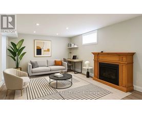 A living room with a fireplace and a couch.