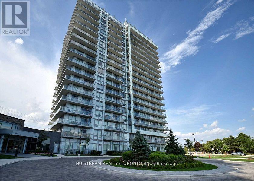 A tall residential building with multiple balconies is shown.