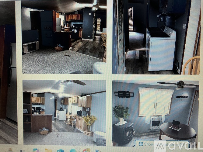 A collage of four images showing different rooms of a house.