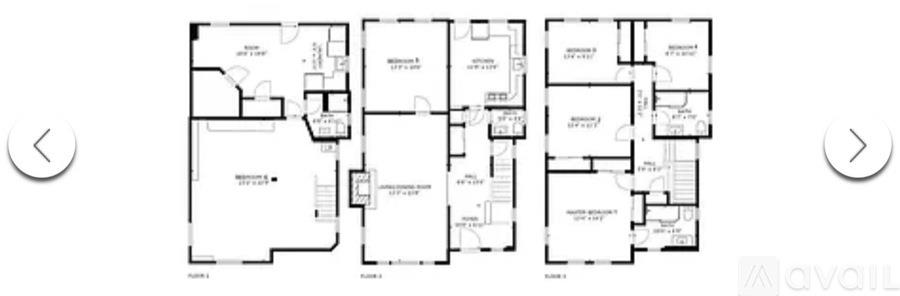 A black and white image of a floor plan with three rooms.