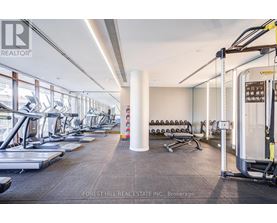 A gym with treadmills, weights and other equipment.