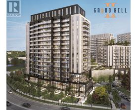 A rendering of a modern apartment building called Grand Bell.