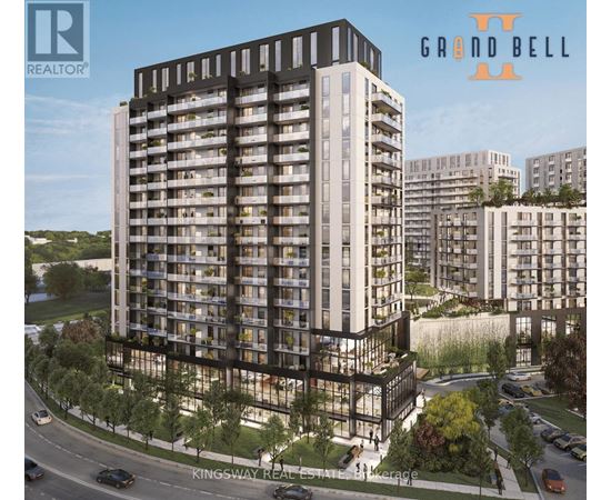 A rendering of a modern apartment building called Grand Bell.