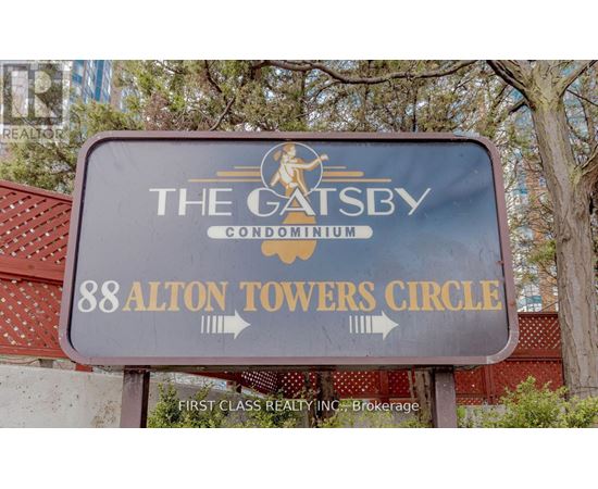 A sign for The Gatsby Condominium at 88 Alton Towers Circle.