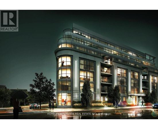 A modern building with a curved facade is depicted in the image.