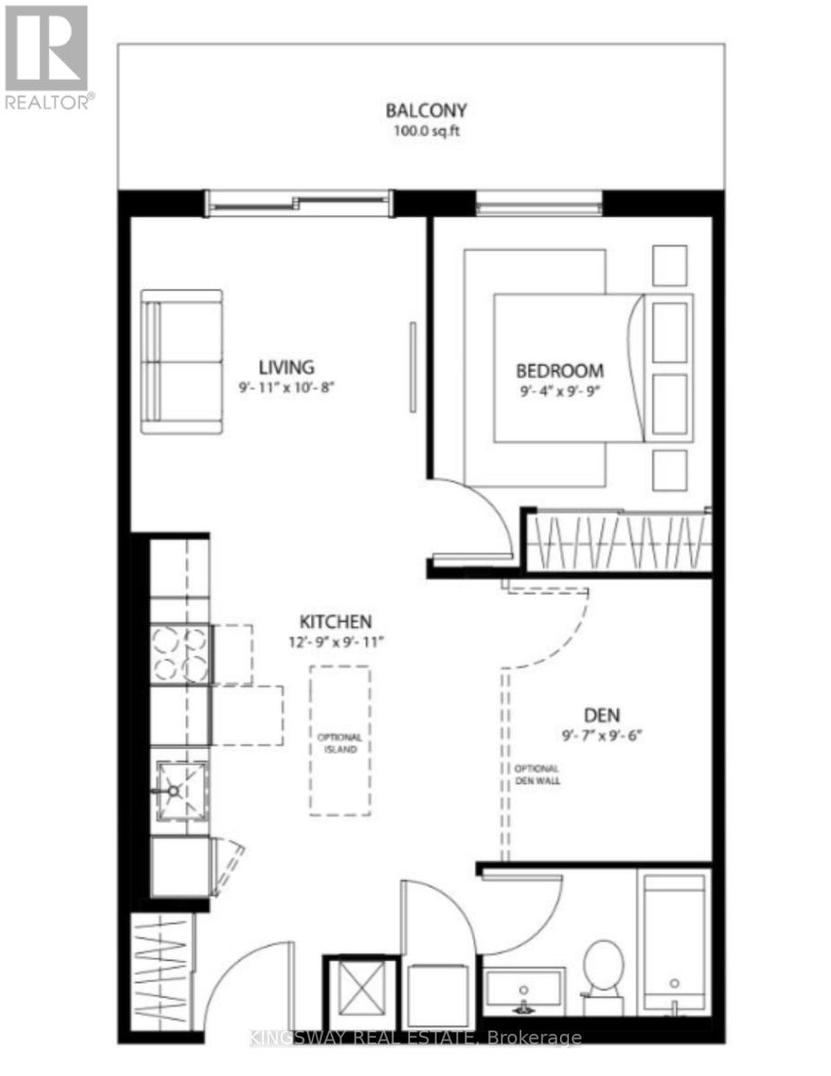 A black and white image of a floor plan for a balcony apartment.