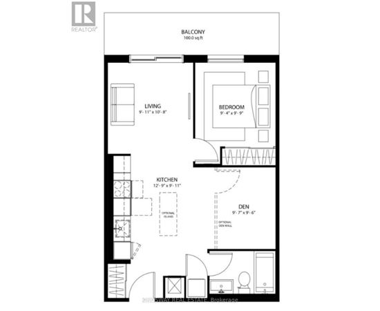 A black and white image of a floor plan for a balcony apartment.