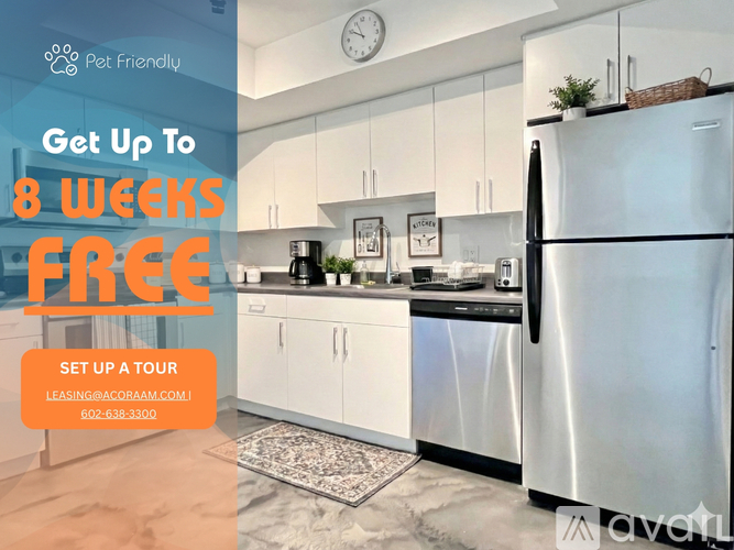 A kitchen advertisement offering a free 8-week tour.