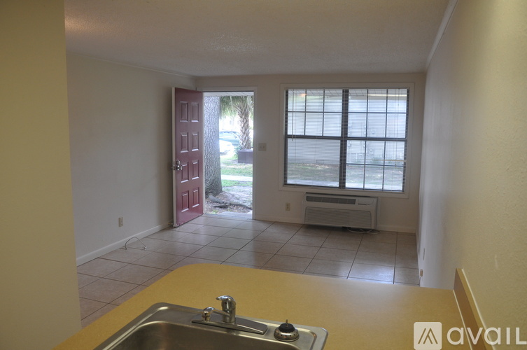 A kitchen with a sink and a window.