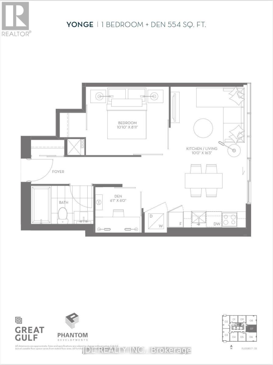 A floor plan for a 11 bedroom, 554 square foot den.