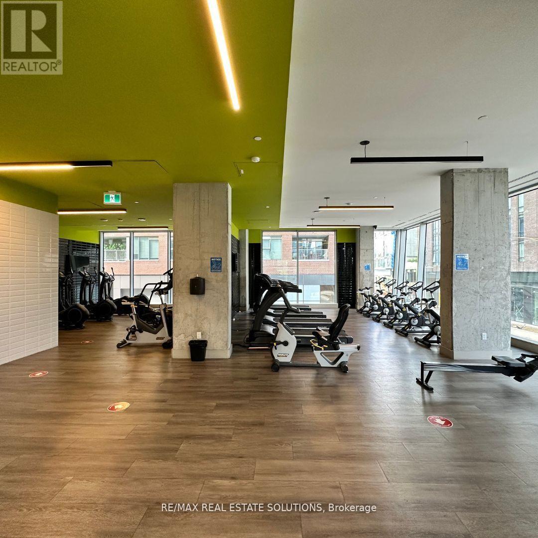 A gym with treadmills and exercise equipment.