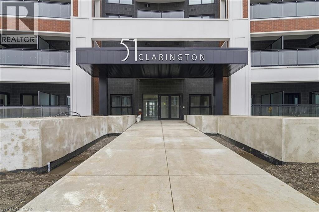 The entrance to a building with the number 51 and the word Clarington on it.