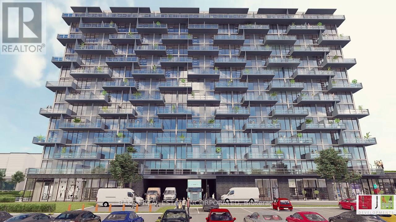 A large building with many balconies and plants on them.