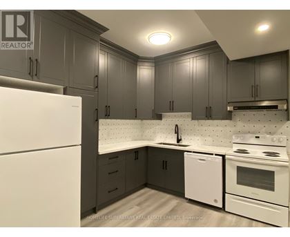 A kitchen with a white fridge and a white dishwasher.