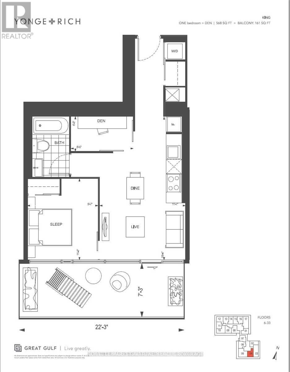 A floor plan for a home with a den, two bedrooms, a living room, and a bathroom.