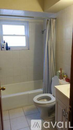 A bathroom with a toilet, tub, and shower.