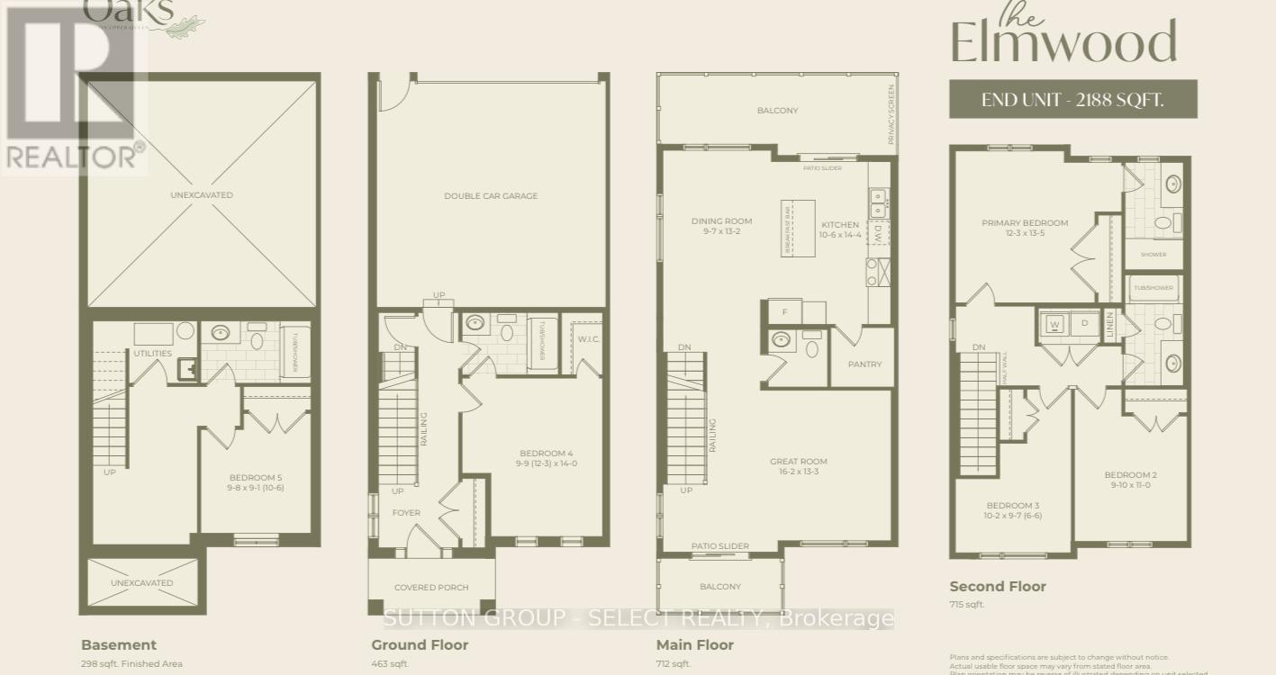 A set of three house plans are displayed, one for the basement, one for the ground floor, and one for the main floor.