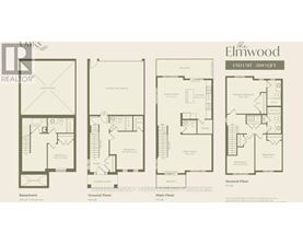 A set of three house plans are displayed, one for the basement, one for the ground floor, and one for the main floor.