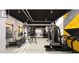 A gym with a variety of equipment including treadmills, weights, and exercise machines.