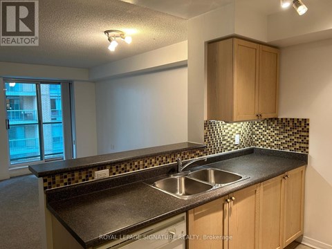 A kitchen with a sink and a window.