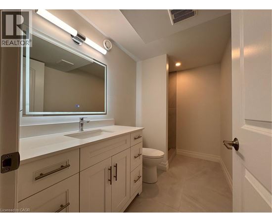 A bathroom with a sink, mirror, and toilet.
