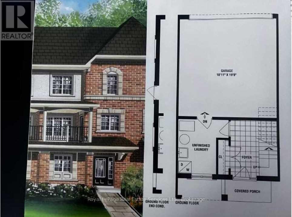 A house with a garage and a floor plan next to it.
