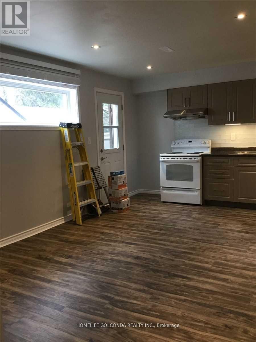 A room with wooden flooring and a ladder is shown.