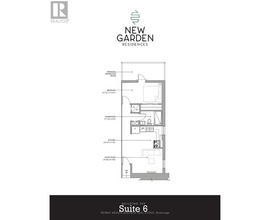 A floor plan for a suite in a building called New Garden Residences.