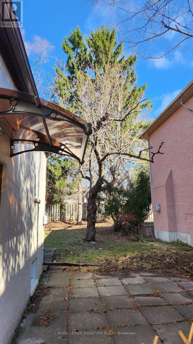 A tree in a yard with a Royal LePage sign.