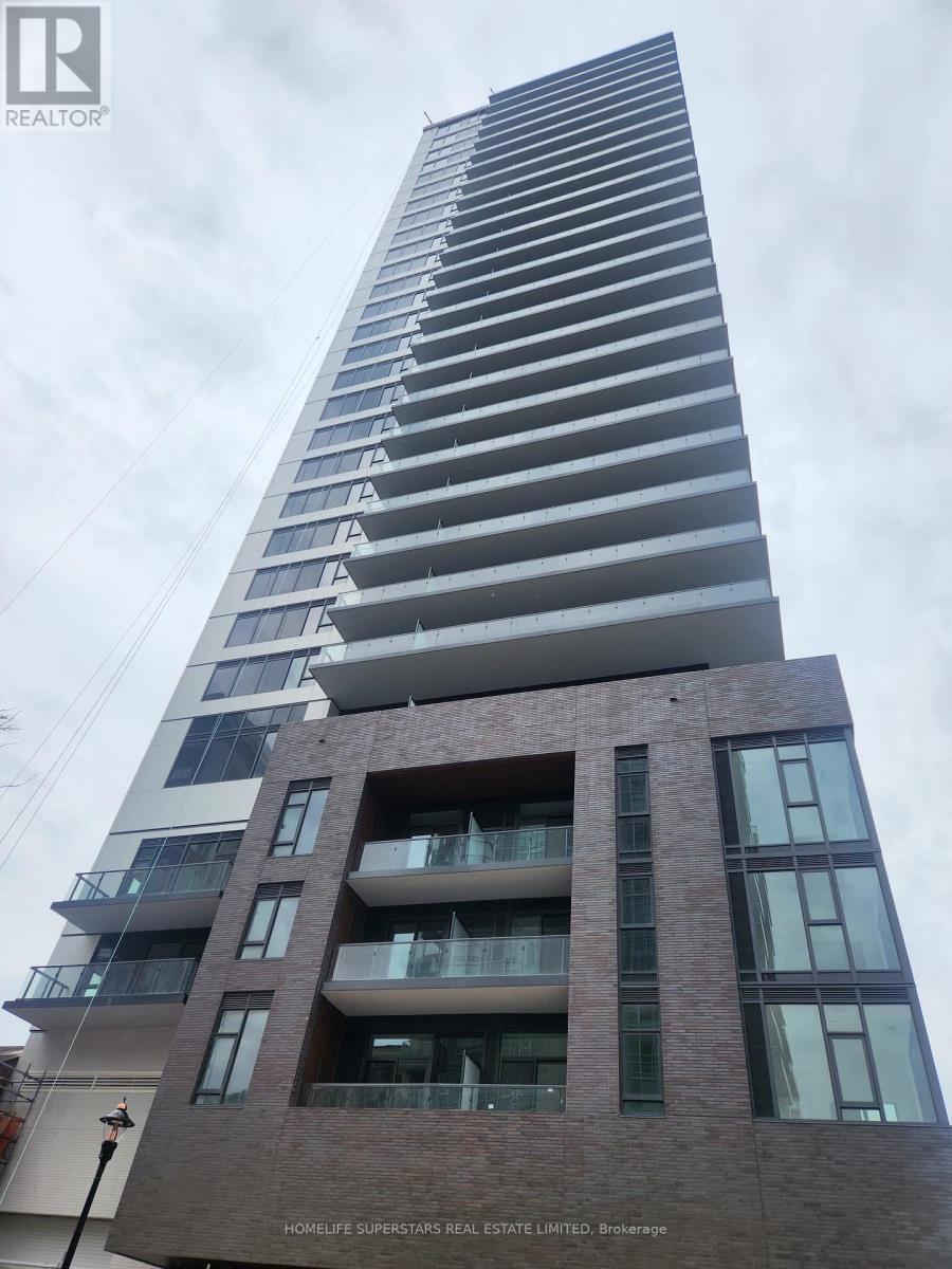 A tall residential building with balconies and a sign that reads "HOMELIFE SUPERSTERS REAL ESTATE LIMITED.".