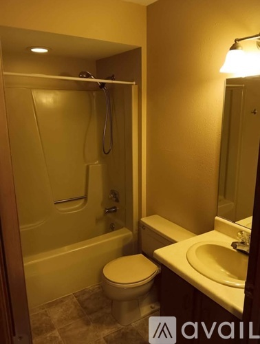 A bathroom with a toilet, sink, and shower.
