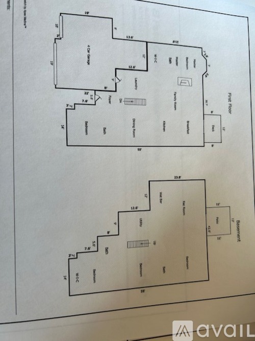 A drawing of a building with a first floor plan and a second floor plan.