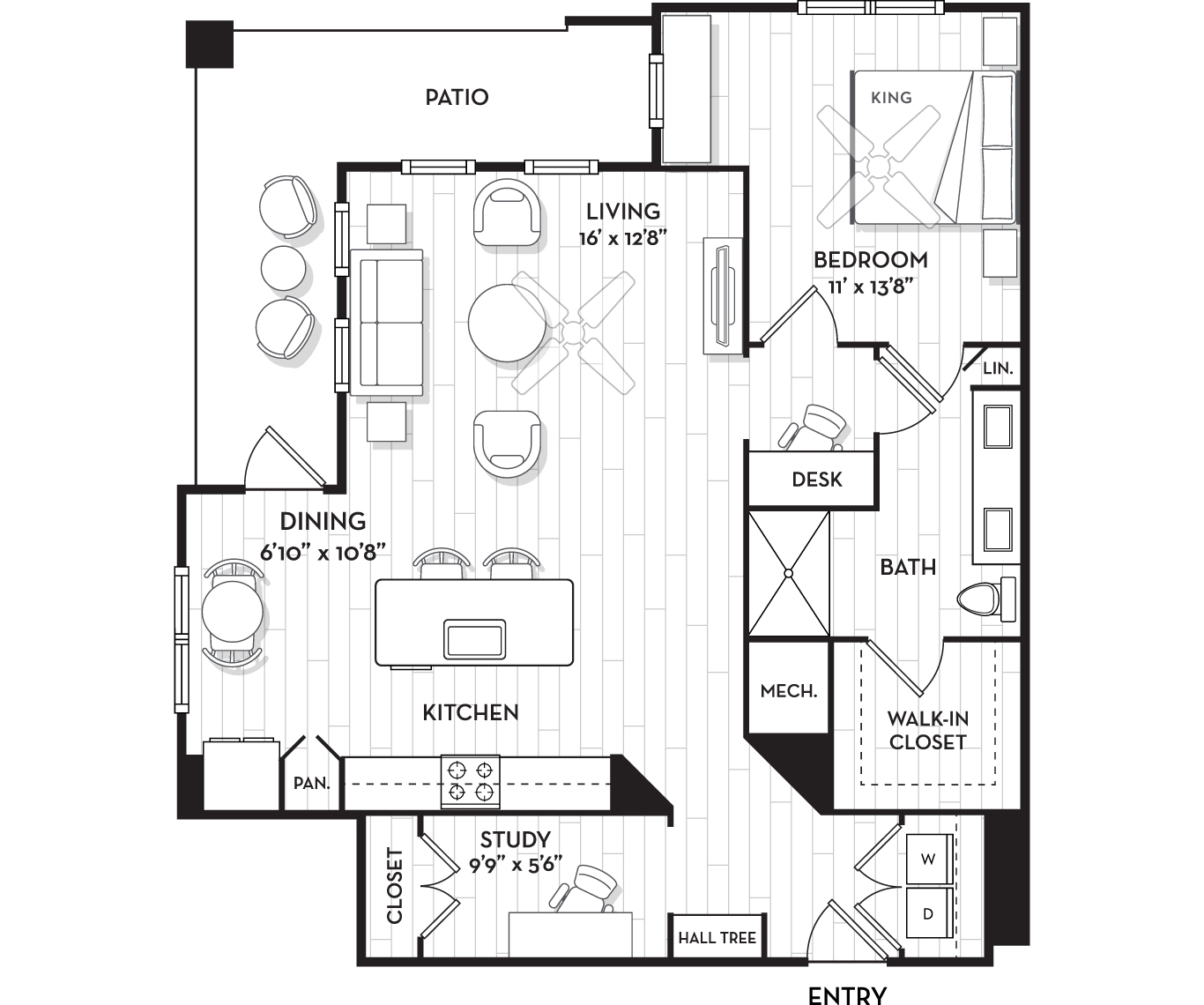 Brooking Square Apartments and Townhomes - Charleston, NC - The Ashley Floor Plan 1111 Sq Ft