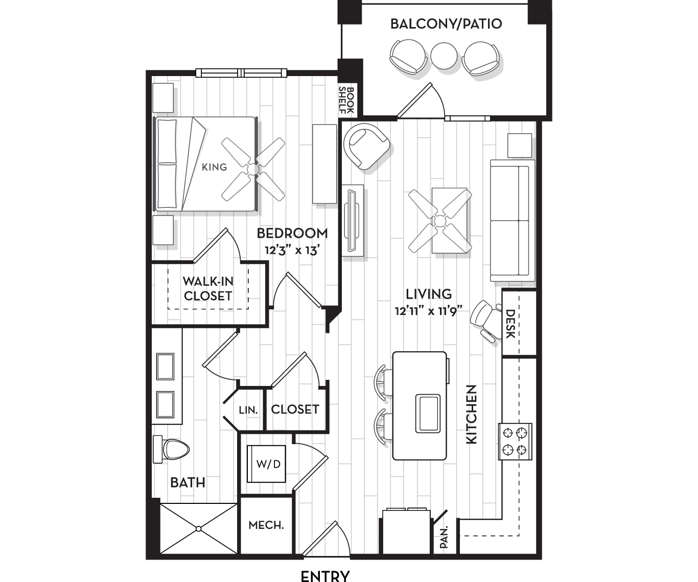 Brooking Square Apartments and Townhomes - Charleston, NC - The Folly Floor Plan 797-823 Sq Ft